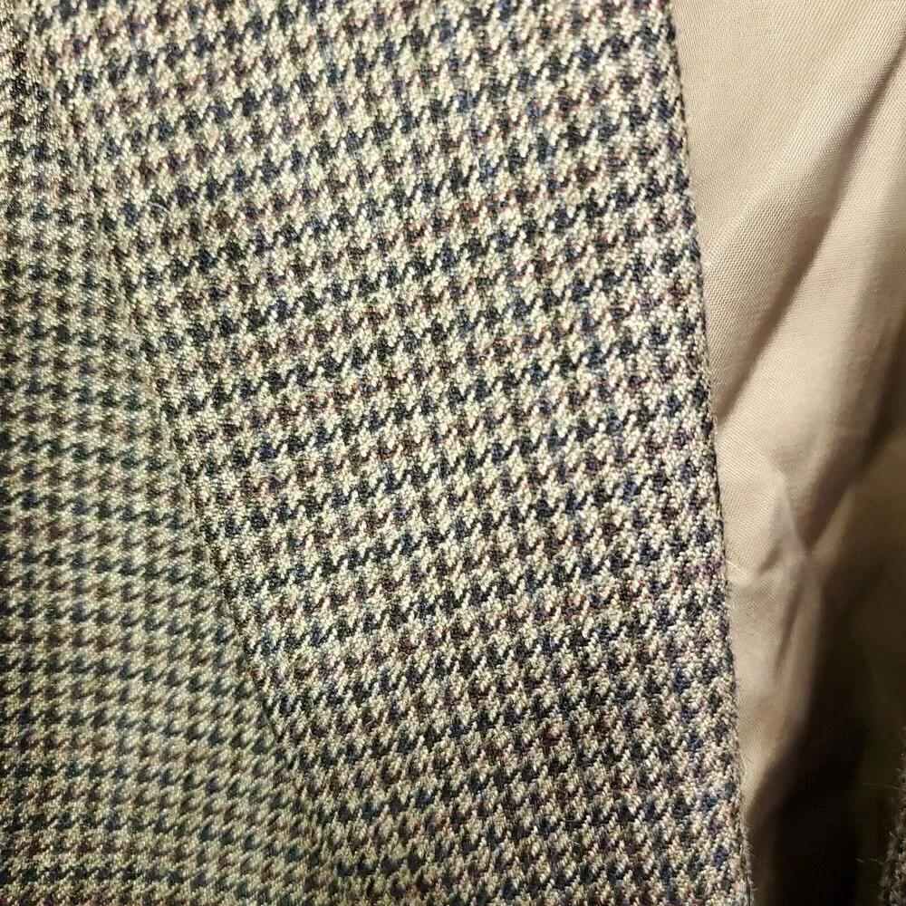 Ralph Ralph Lauren Blazer Mens 42L Houndstooth Academia Silk Wool Career Money